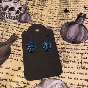 Blue skull earrings